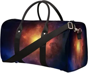Mysterious Space Travel Duffle Bag Waterproof Foldable Weekender Bags for Women and Men Durable Carry on Overnight Bag with Shoulder Strap Lightweight Sports Gym Tote Bag