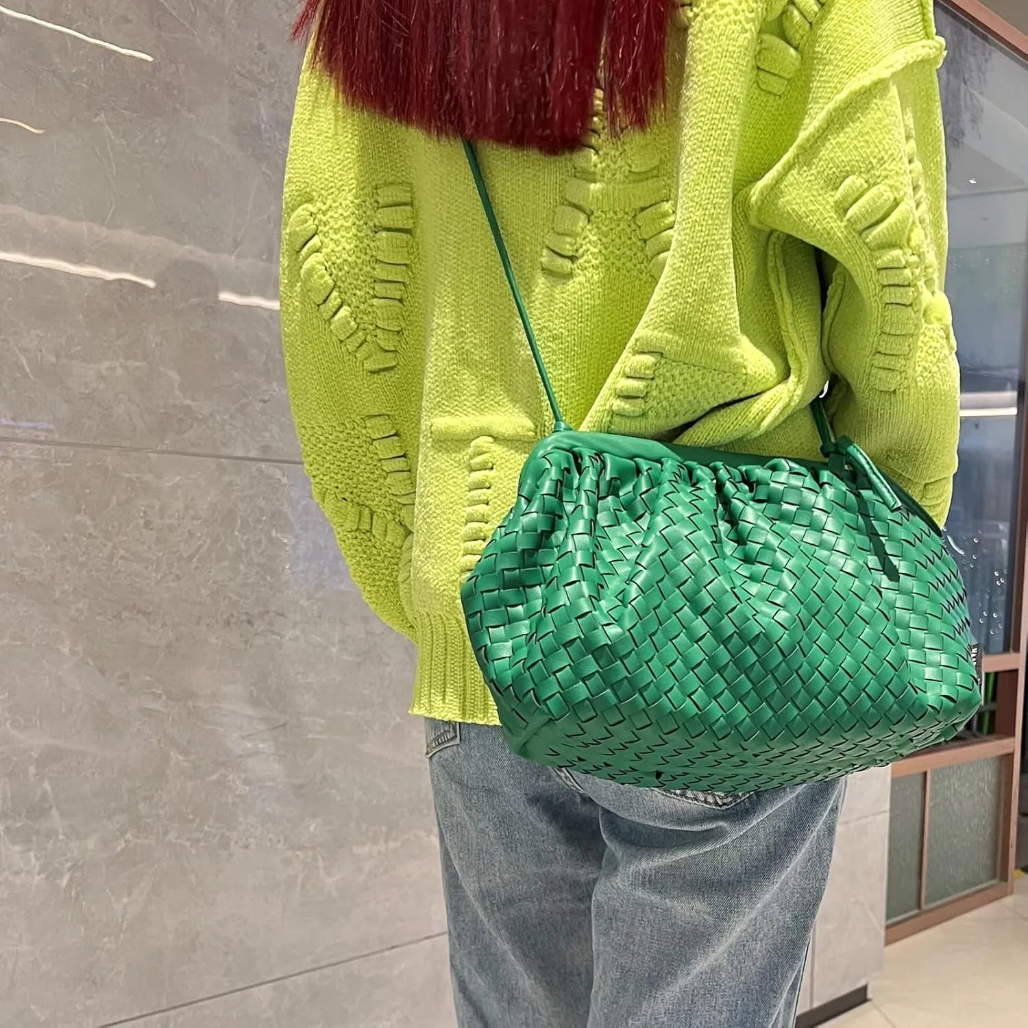 NAARIIAN Woven Crossbody Bags for Women Evening Clutch Hobo Cloud Purse Designer Handbags for Ladies