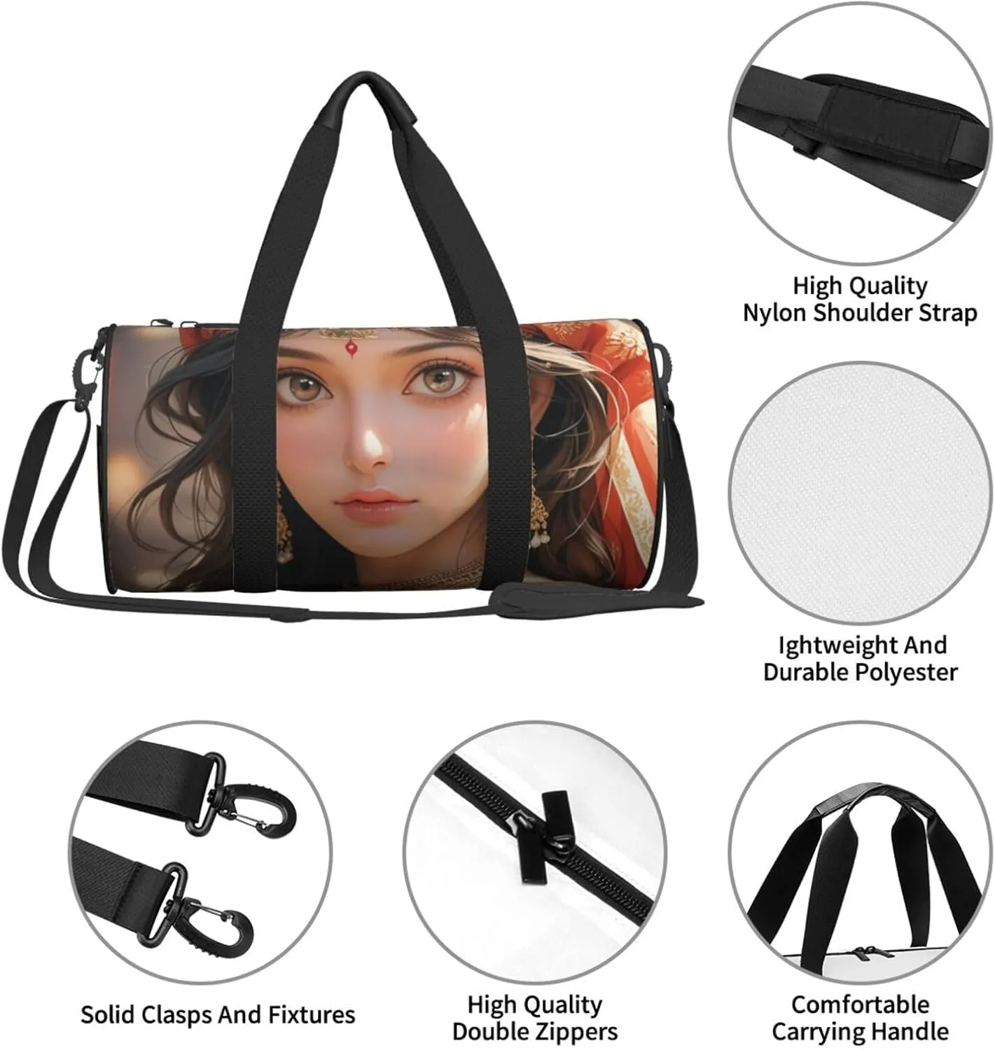 Native American Printed Travel Bag,Round Personal Item Storage bag,Foldie Duffel Bag for Traveling Vacation,Fitness,Sports