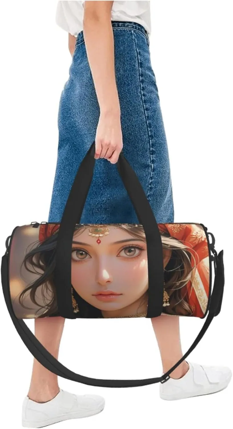 Native American Printed Travel Bag,Round Personal Item Storage bag,Foldie Duffel Bag for Traveling Vacation,Fitness,Sports