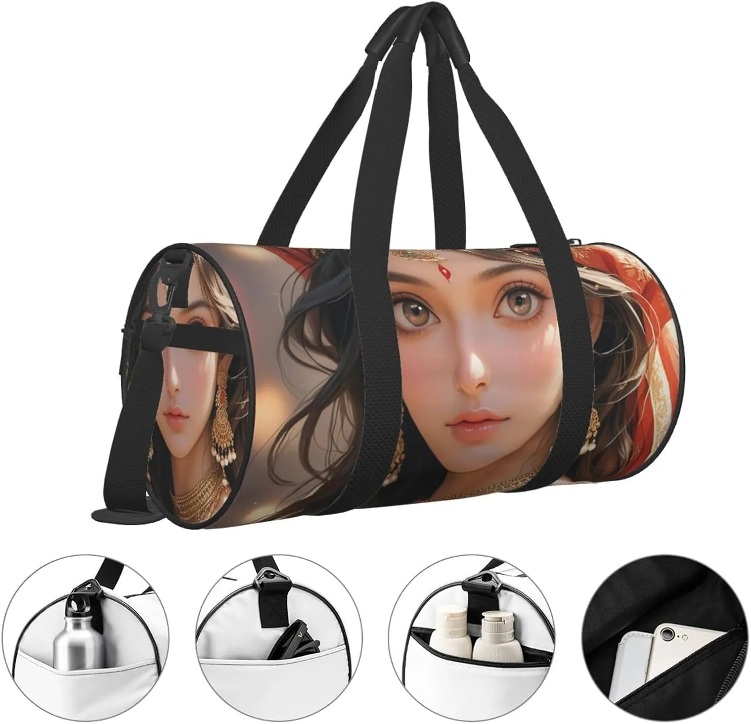 Native American Printed Travel Bag,Round Personal Item Storage bag,Foldie Duffel Bag for Traveling Vacation,Fitness,Sports