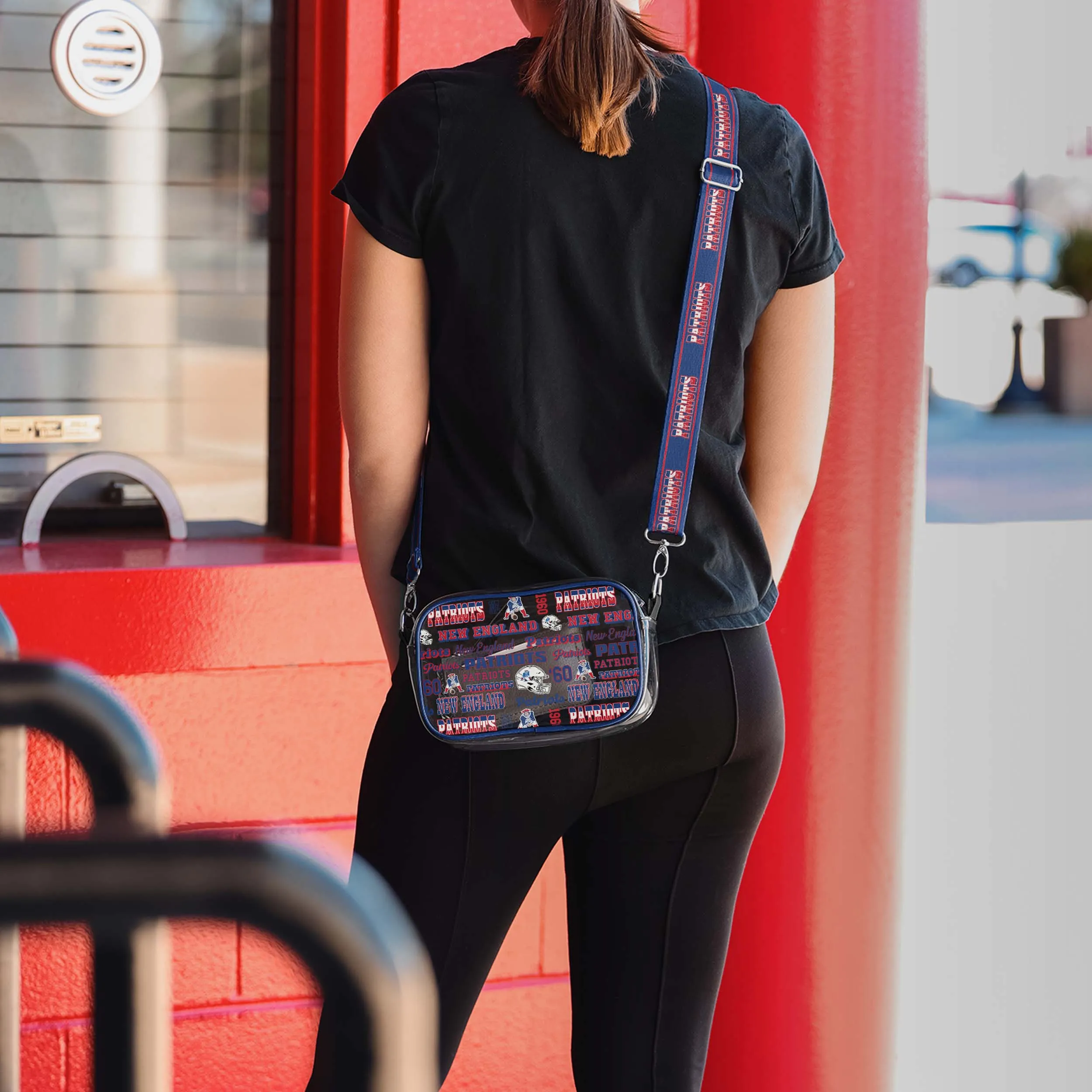 New England Patriots Repeat Retro Print Clear Crossbody Bag