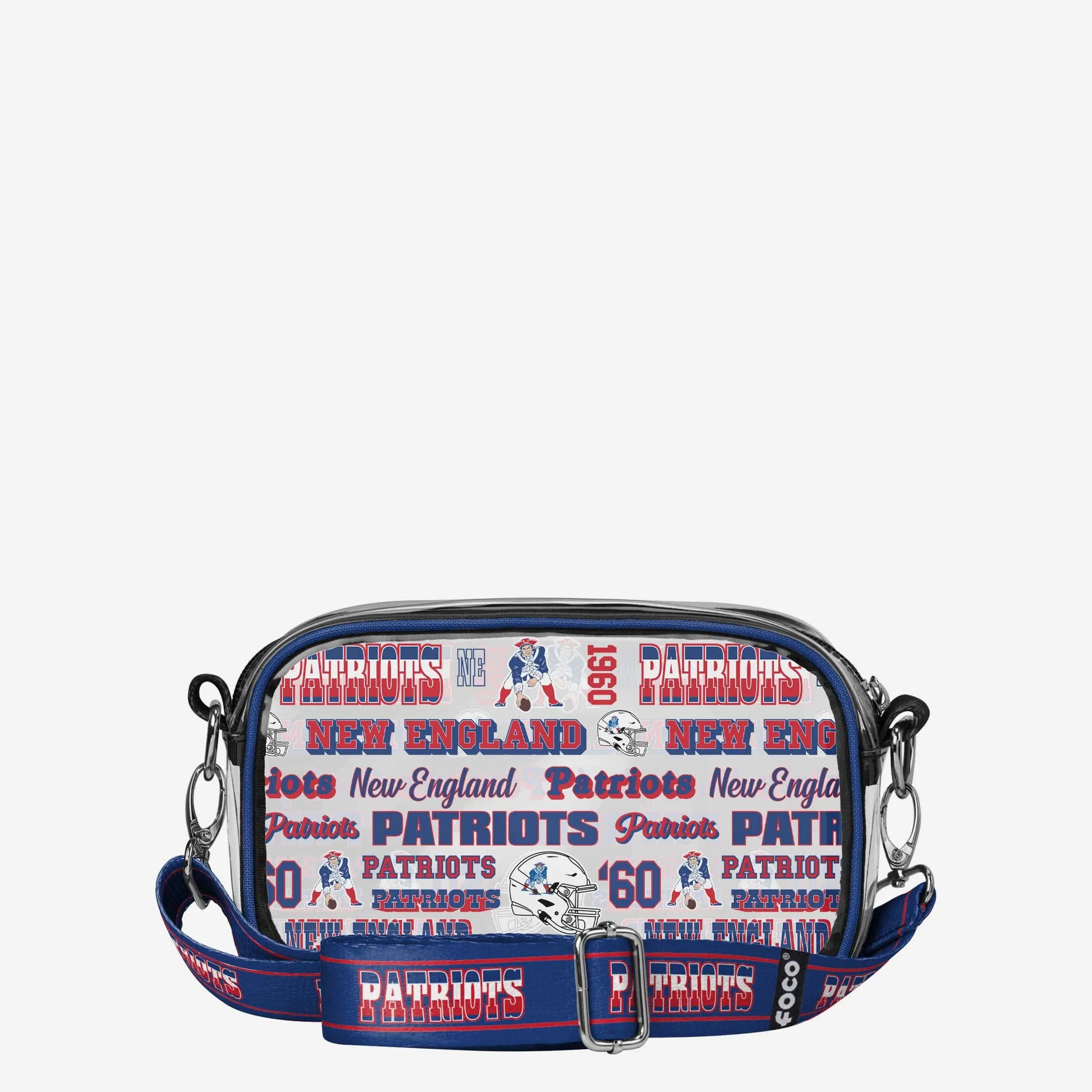 New England Patriots Repeat Retro Print Clear Crossbody Bag