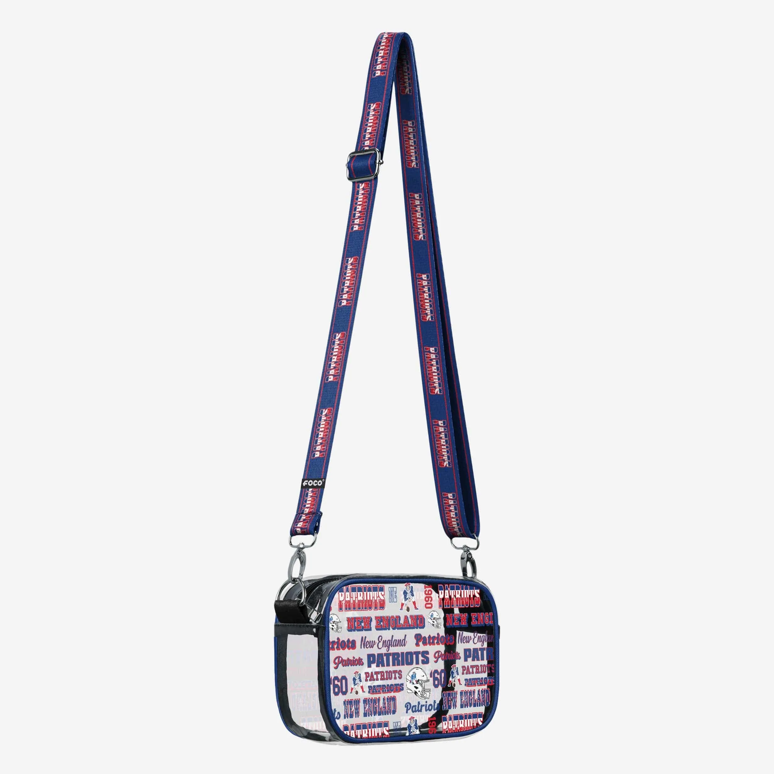 New England Patriots Repeat Retro Print Clear Crossbody Bag