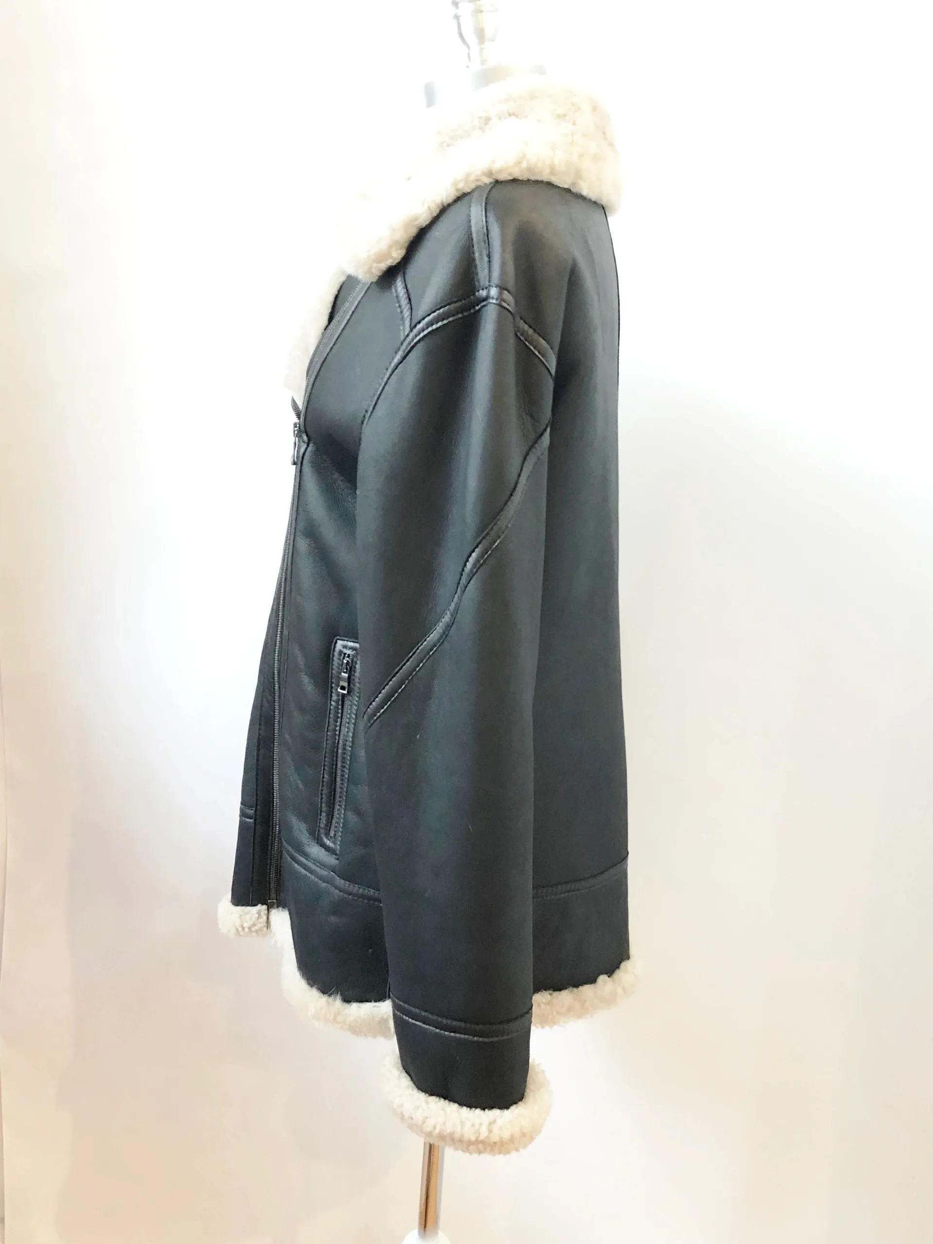 NEW Maximilian Shearling Jacket Size M