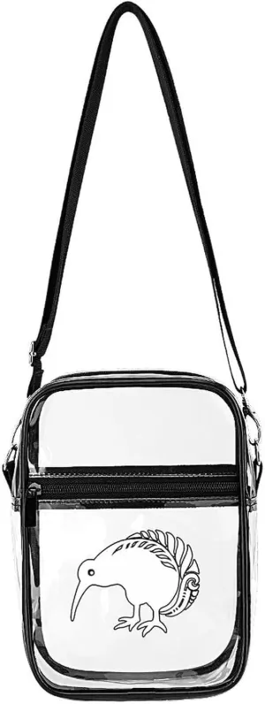 New Zealand Kiwi Fern Clear Stadium Crossbody Bag Small Shoulder Purse Adjustable Strap Handbag for Women Men