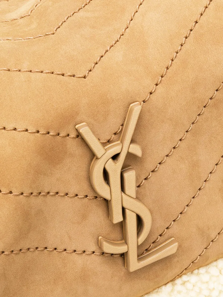 Niki Medium in Quilted Crinkled Leather and Shearling