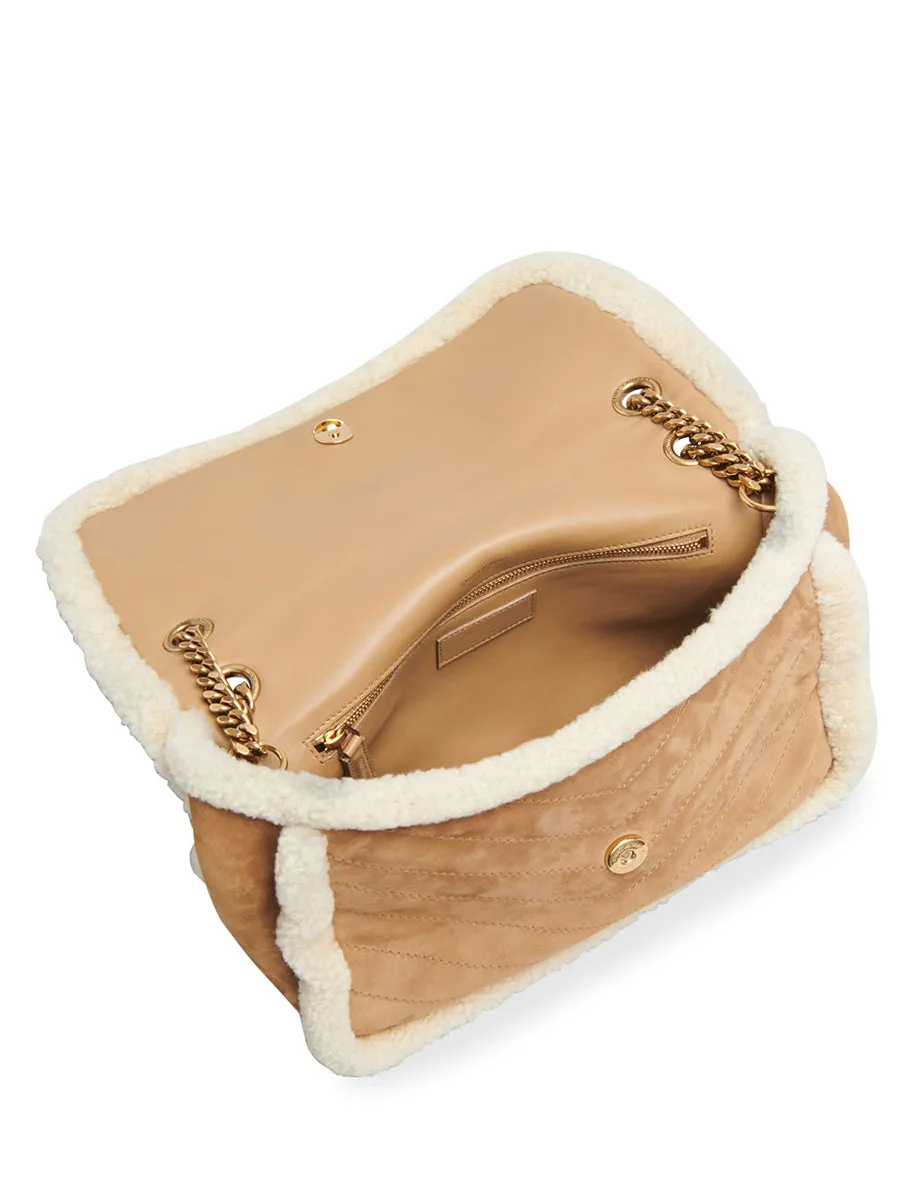 Niki Medium in Quilted Crinkled Leather and Shearling