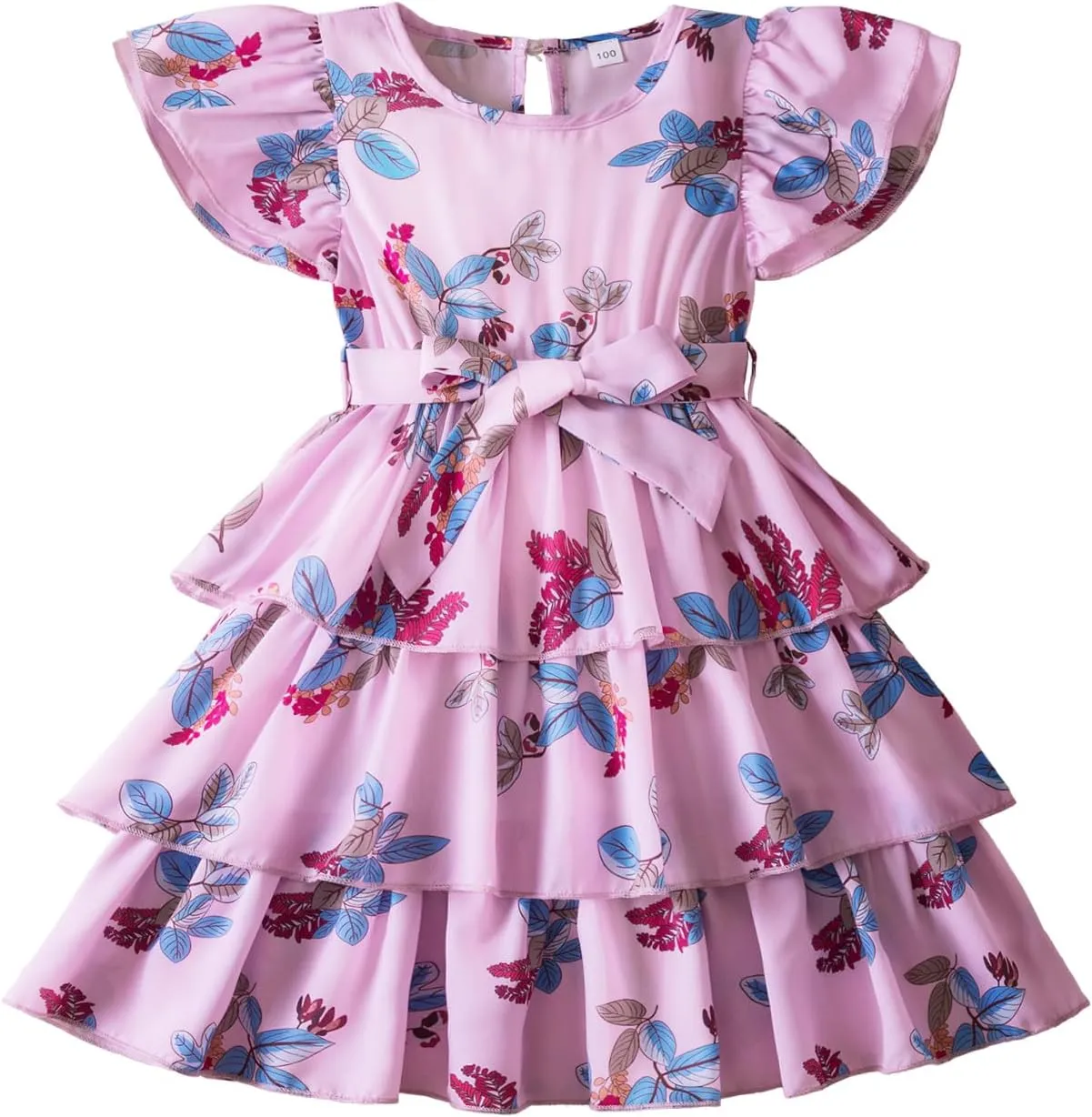 NNJXD Little Girl Floral Dress Princess Girls Casaul Printed A-line Sundress