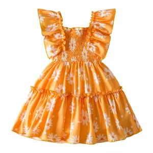 NNJXD Little Girl Floral Dress Princess Girls Casaul Printed A-line Sundress