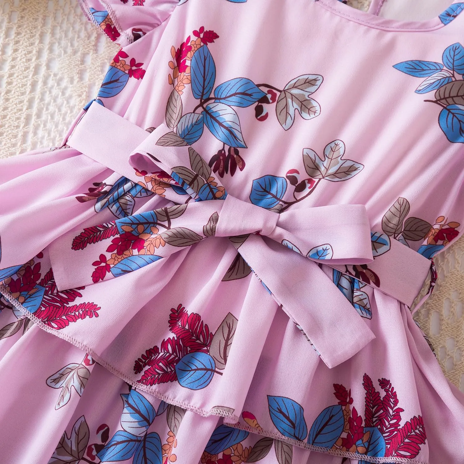 NNJXD Little Girl Floral Dress Princess Girls Casaul Printed A-line Sundress