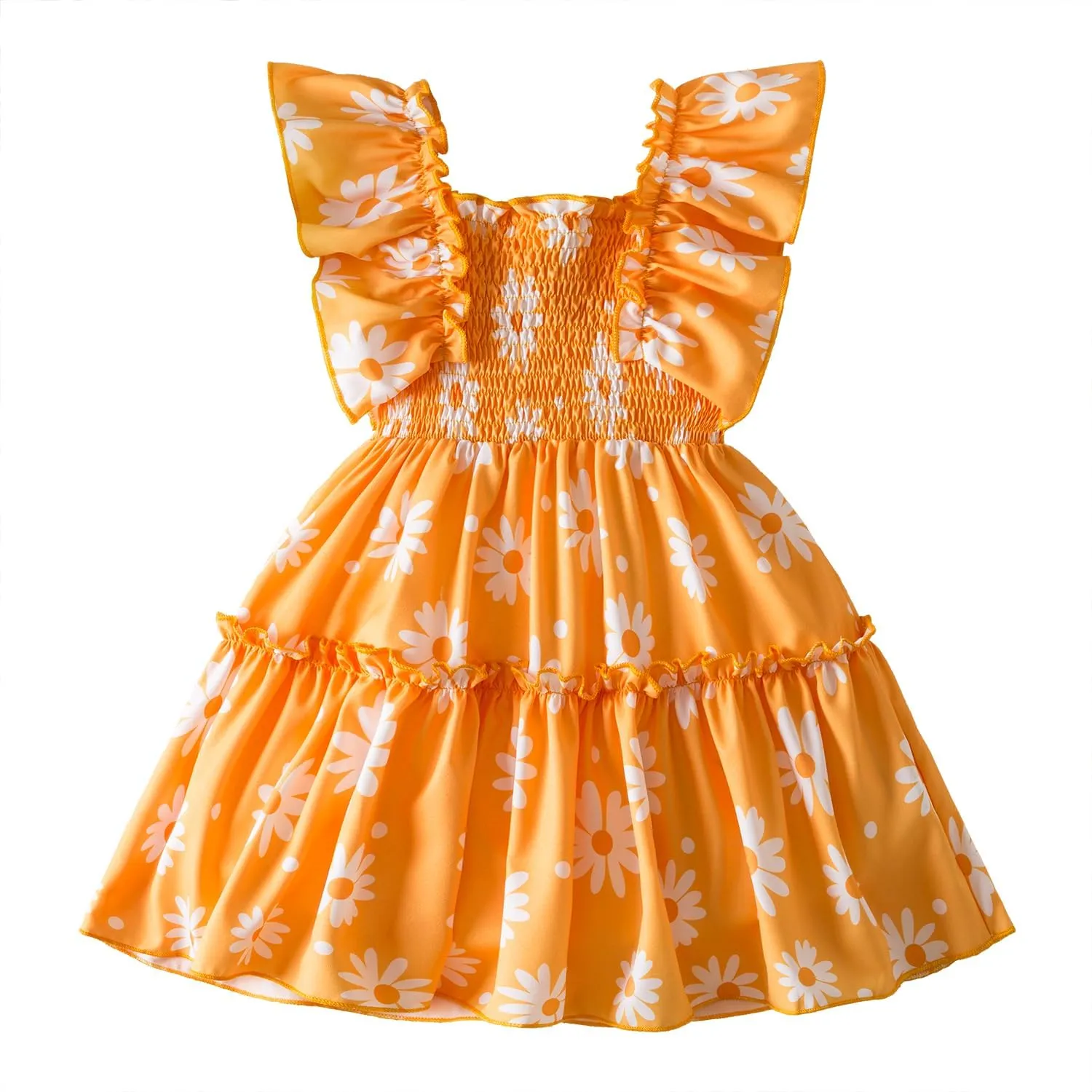 NNJXD Little Girl Floral Dress Princess Girls Casaul Printed A-line Sundress