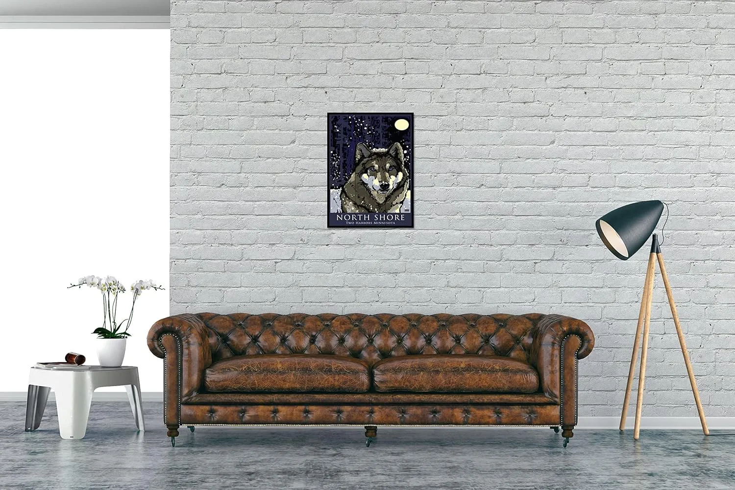 North Shore Two Harbors Minnesota Timber Wolf Wood Art Print from Illustration by Artist Joanne Kollman 18" x 24"