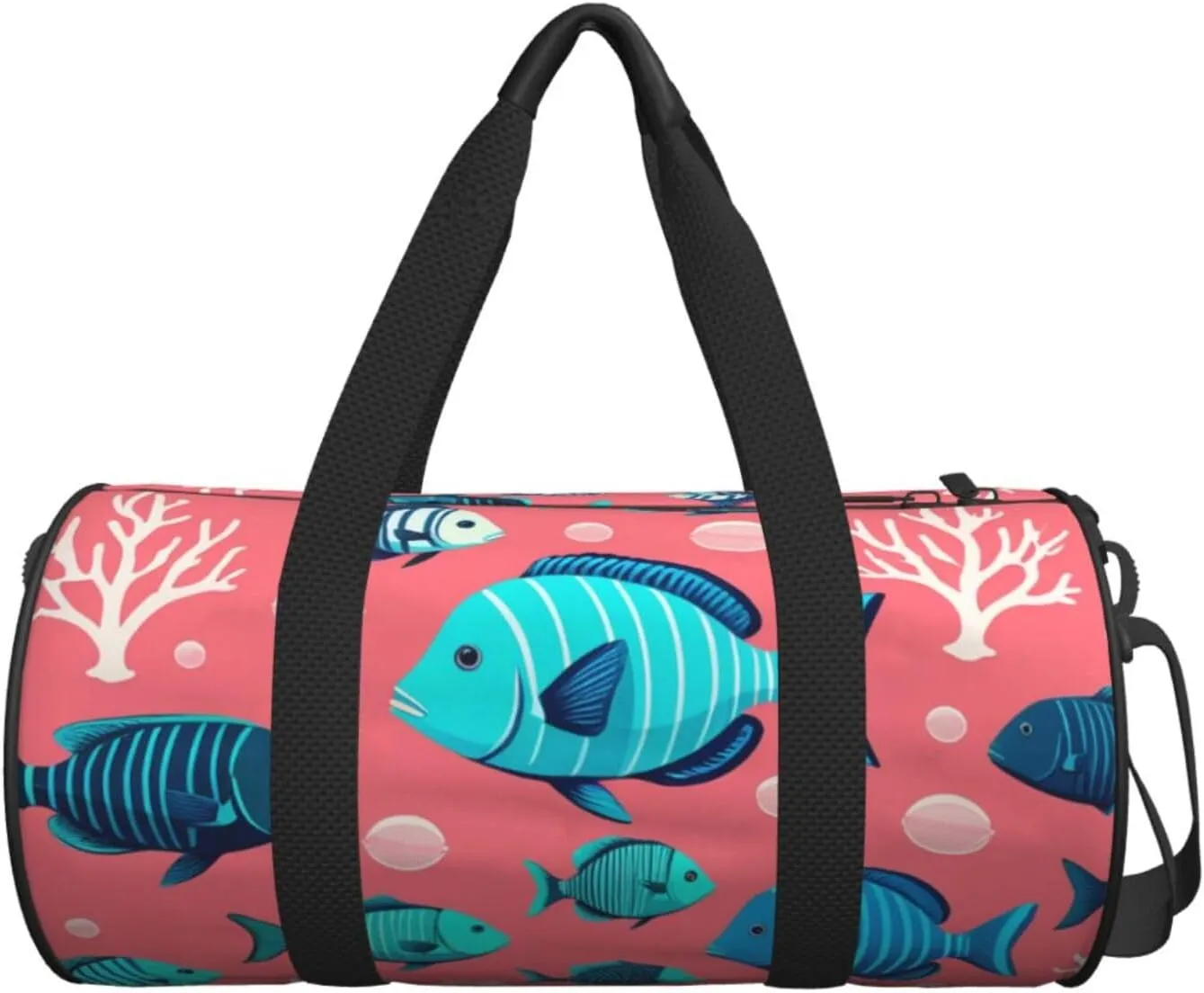 Ocean Fishes Printed Travel Bag,Round Personal Item Storage bag,Foldie Duffel Bag for Traveling Vacation,Fitness,Sports
