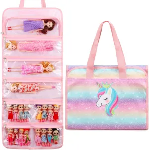 Octsky Toy Dolls Storage Bag Tote Carrying Case Compatible with LOL Surprise Toys Dolls Omg, Hanging Organizer Storage Bag with 8 Clear Window Pockets, Bag Only