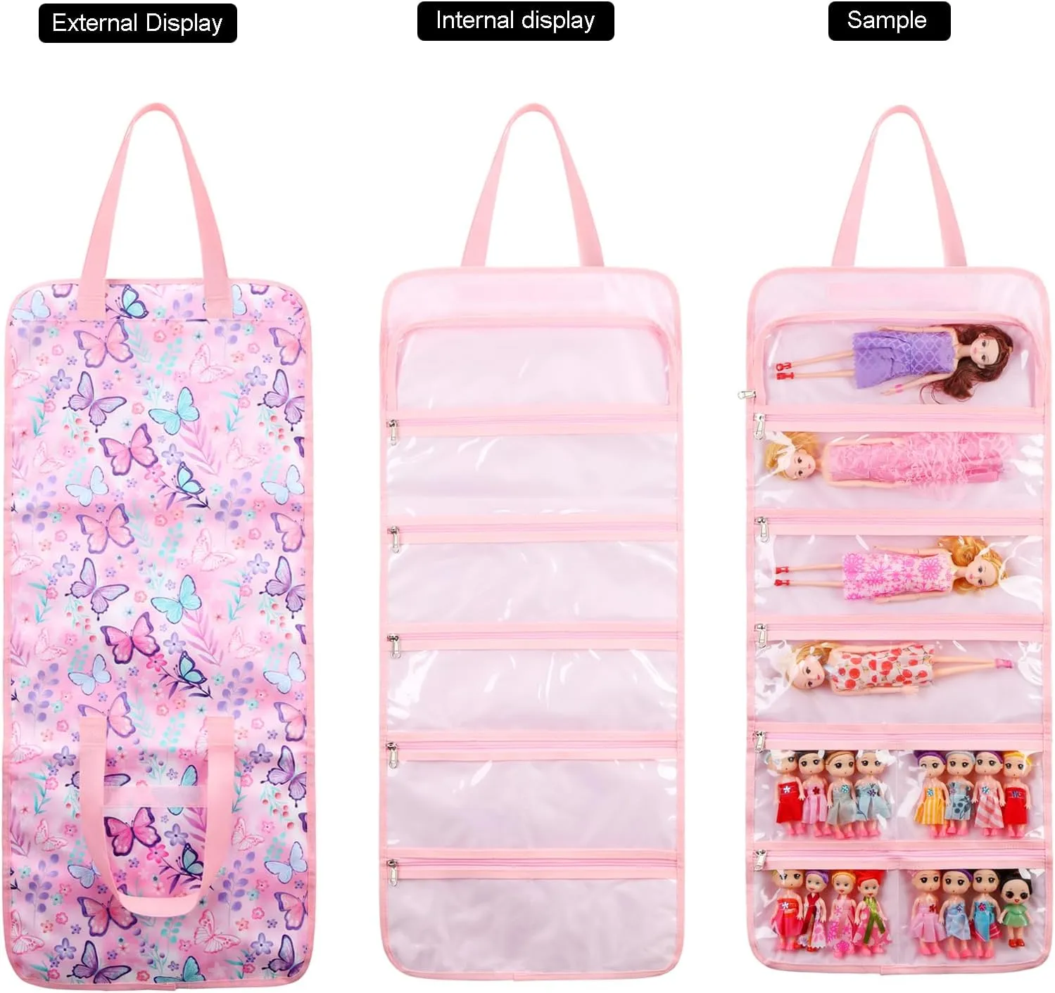 Octsky Toy Dolls Storage Bag Tote Carrying Case Compatible with LOL Surprise Toys Dolls Omg, Hanging Organizer Storage Bag with 8 Clear Window Pockets, Bag Only