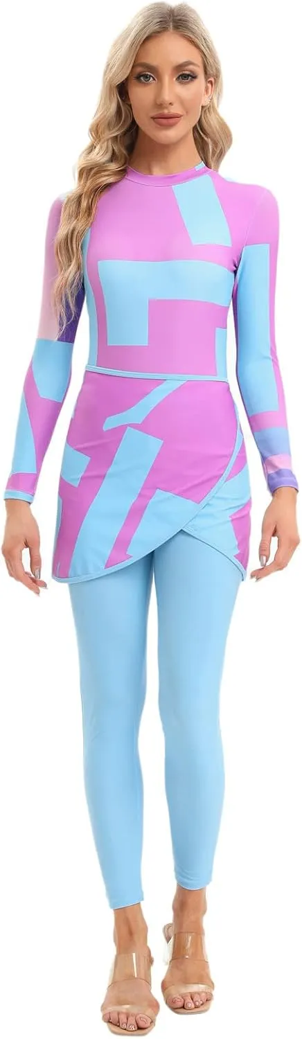 ODIZLI Womens Muslim Swimsuits Rash Guard Long Sleeve Swim One Pieces Pants   Wraps Skirts or   Long Sarong Bathing Suit