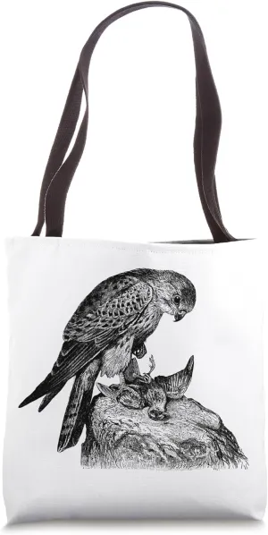 Old World Kestrel Bird with Prey Print Tote Bag