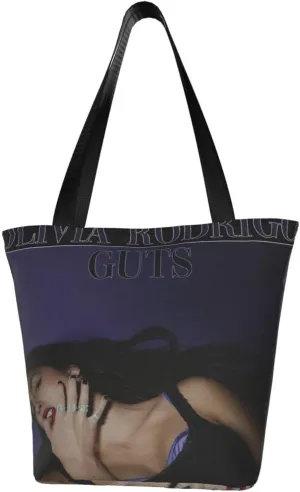 Olivia Songwriter Actress Rodrigo Reusable Grocery Bag for Kitchen Shopping Handbag Tote Bags with Zipper Unisex Stylish Shoulder Bag Daily Bags for Office