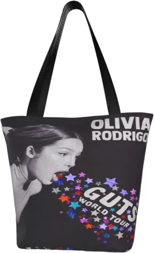 Olivia Songwriter Actress Rodrigo Shopping Handbag Tote Bags with Zipper Unisex Beautiful Shoulder Bag Storage Bags for Outdoor