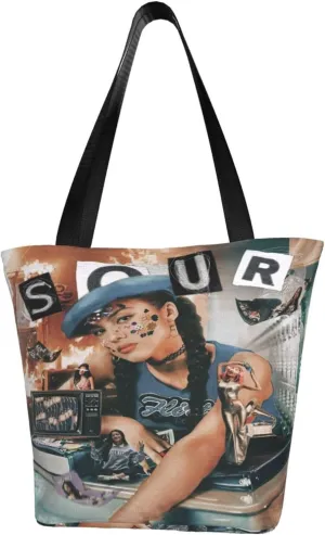 Olivia Songwriter Actress Rodrigo Shopping Handbag Tote Bags with Zipper Unisex Classic Shoulder Bag Storage Bag for Sports