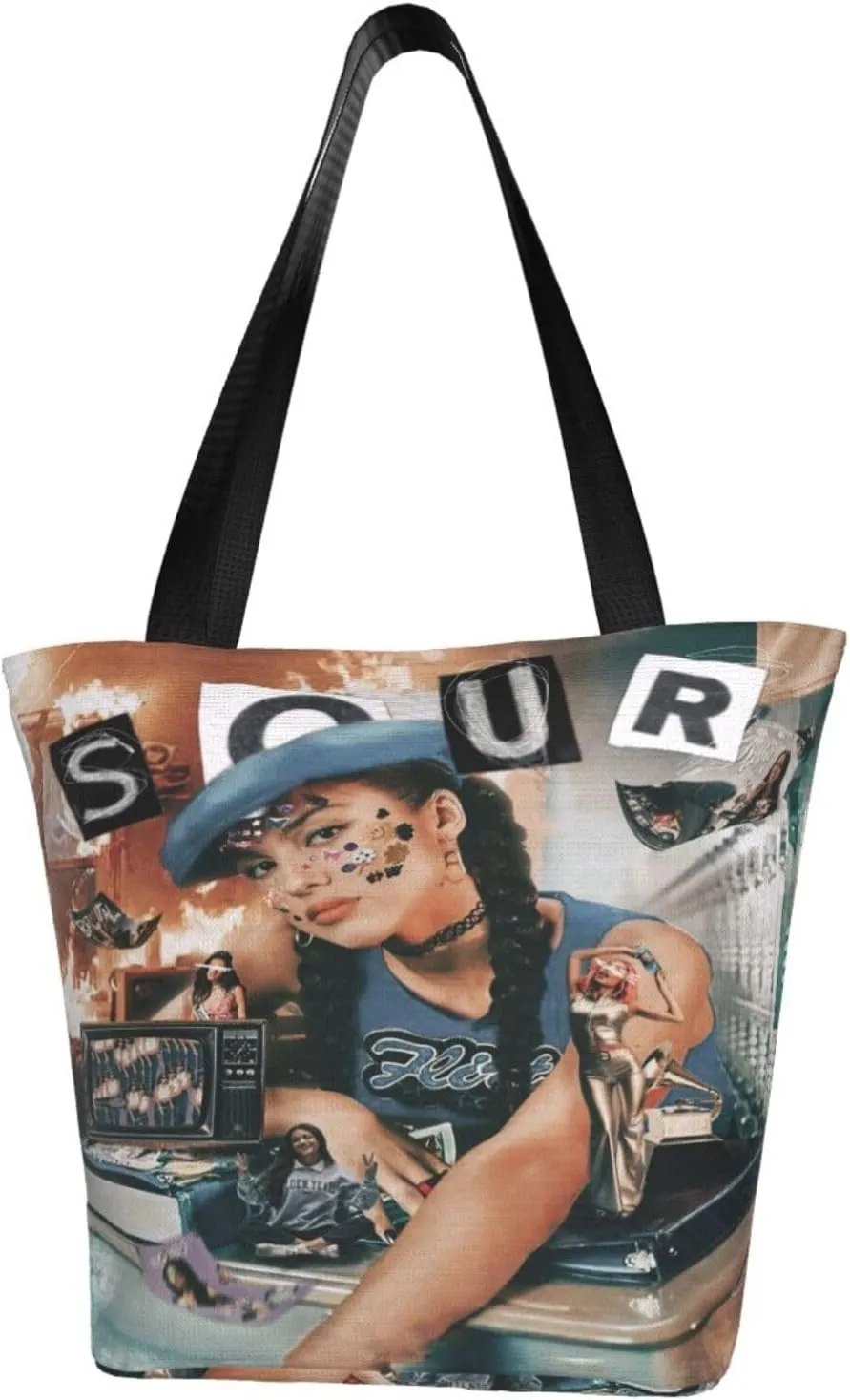 Olivia Songwriter Actress Rodrigo Shopping Handbag Tote Bags with Zipper Unisex Classic Shoulder Bag Storage Bag for Sports