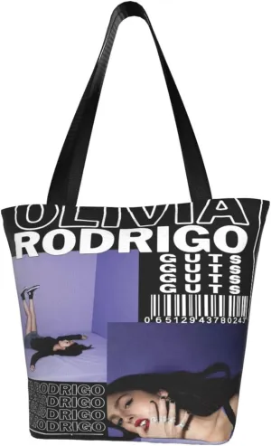 Olivia Songwriter Actress Rodrigo Shopping Handbag Tote Bags with Zipper Unisex Stylish Shoulder Bag Daily Bags for Gym