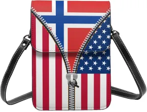 Oman Omani America Flag Printed Zipper Small Crossbody Purse Cell Phone Bag for Women