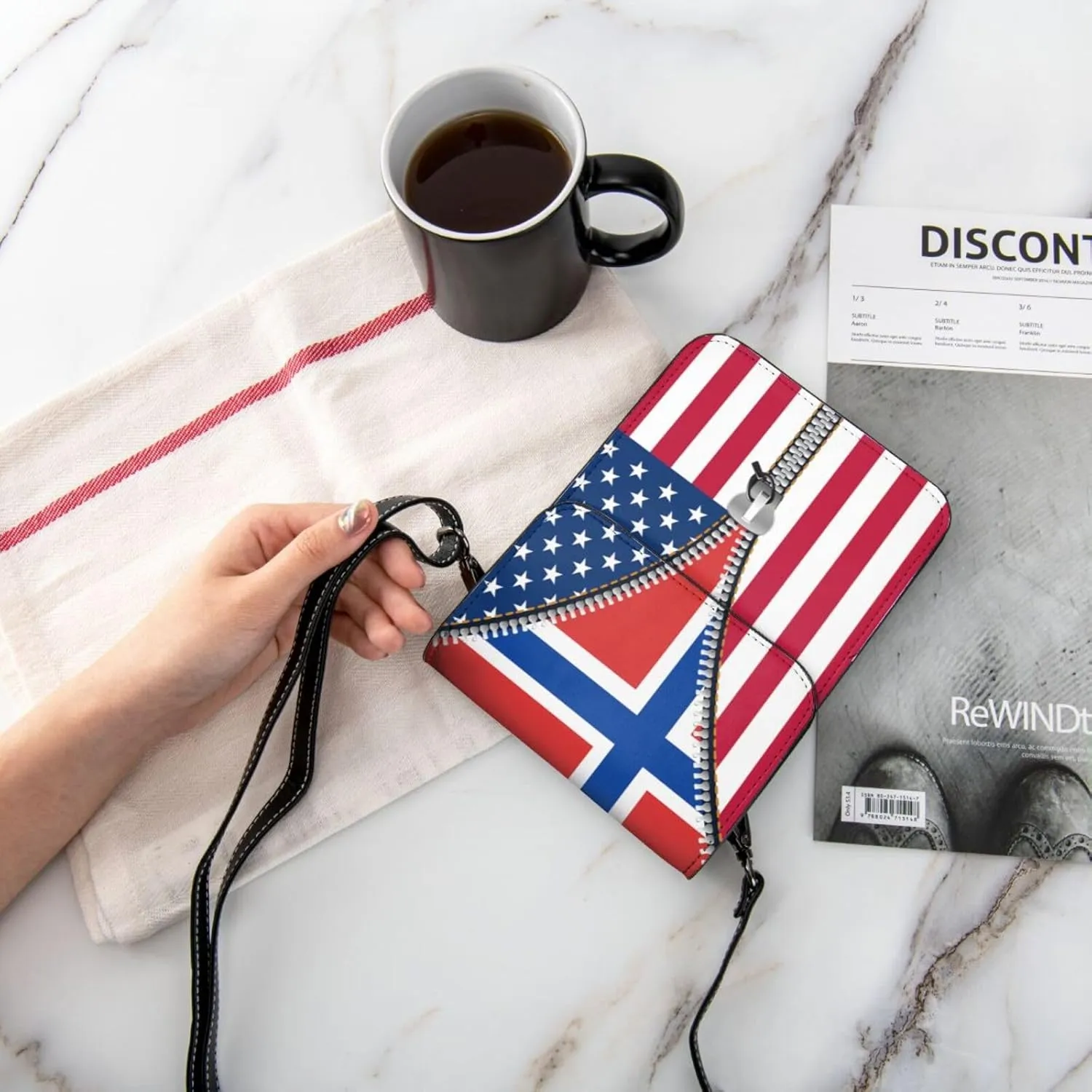 Oman Omani America Flag Printed Zipper Small Crossbody Purse Cell Phone Bag for Women