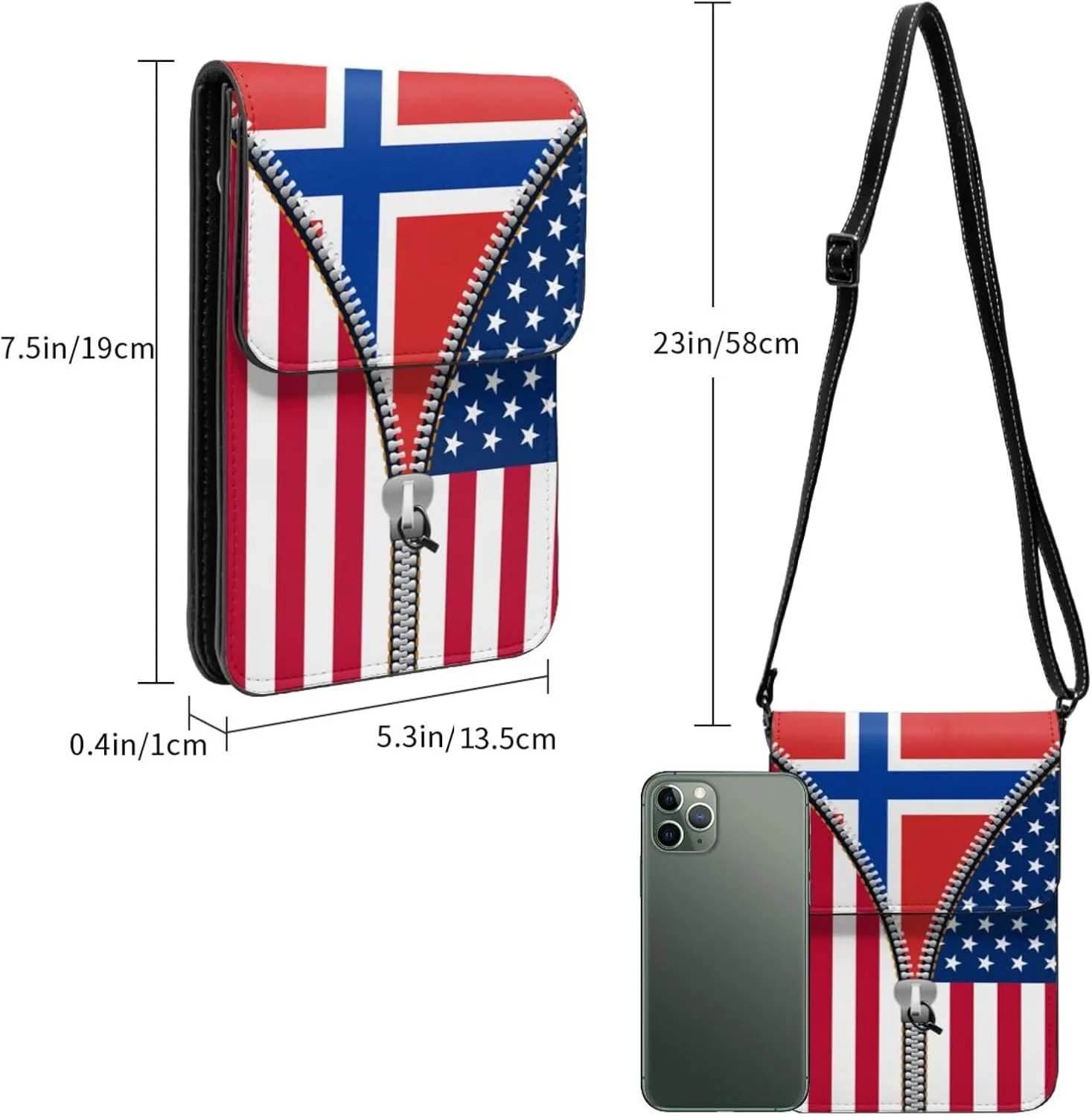Oman Omani America Flag Printed Zipper Small Crossbody Purse Cell Phone Bag for Women