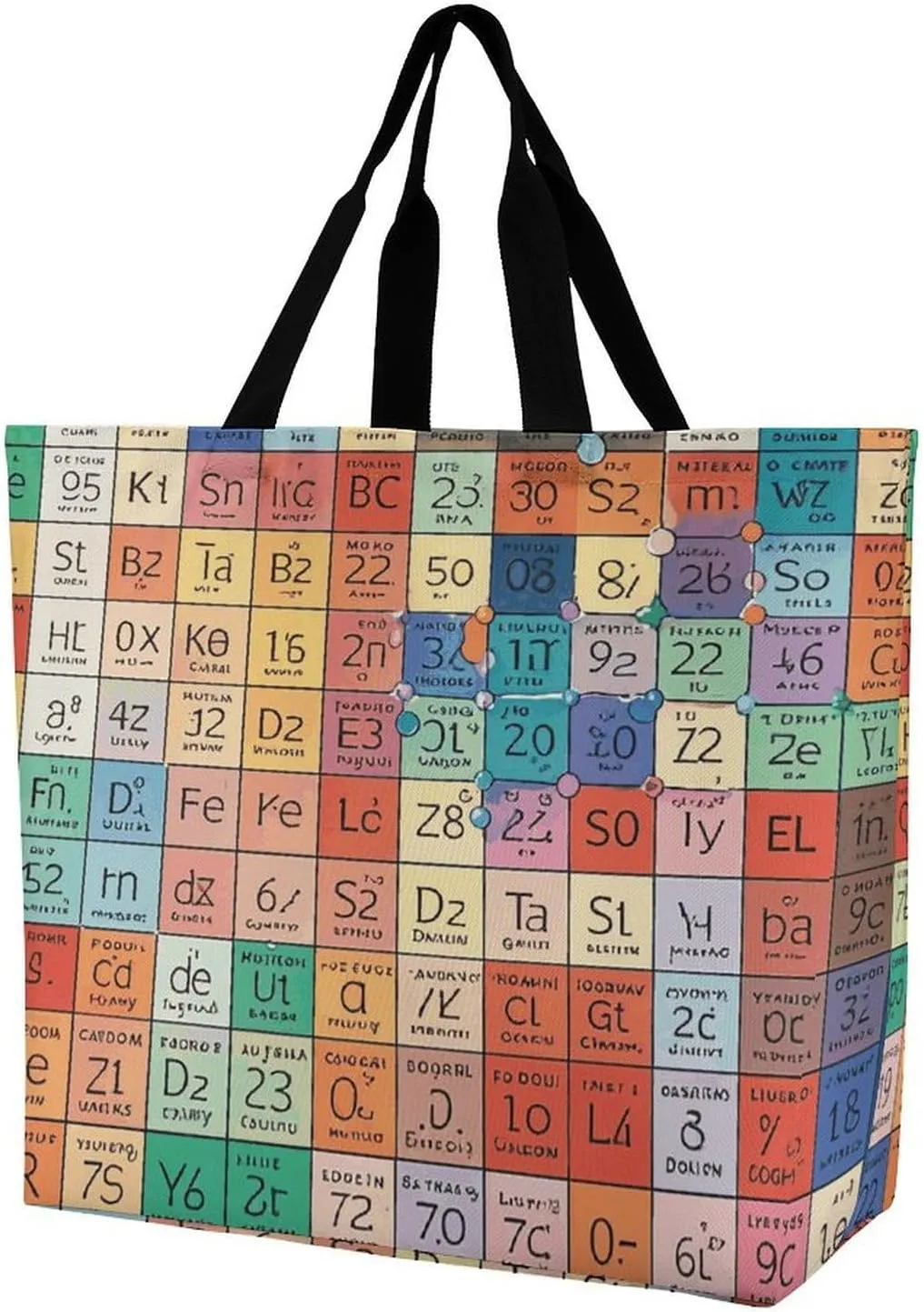 One Shoulder Shopping Bag with Handles Periodic Table of Elements Printed Storage Grocery Bag Reusable Shopping Bag for Travel Commuting Daily Use