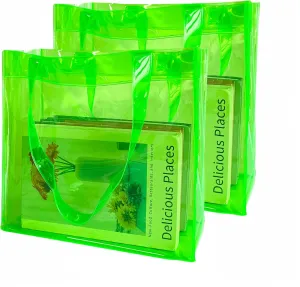 ONEART 2 Pcs 11L Beach Tote Bag 12x5x11 Clear Bag for Pool Party Shopping Bag Travel Sports Events Soild Colour Tote Bag