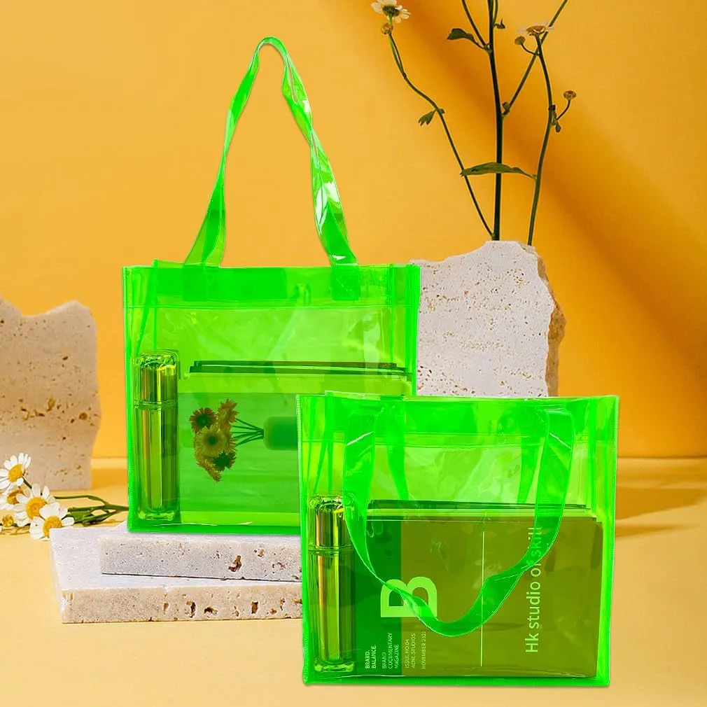 ONEART 2 Pcs 11L Beach Tote Bag 12x5x11 Clear Bag for Pool Party Shopping Bag Travel Sports Events Soild Colour Tote Bag