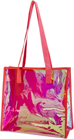 ONEART Iridescent Clear Tote Bag, Fashion Holographic Waterproof Beach Bag, Shoulder Handbag for Shopping, Gym, Travel