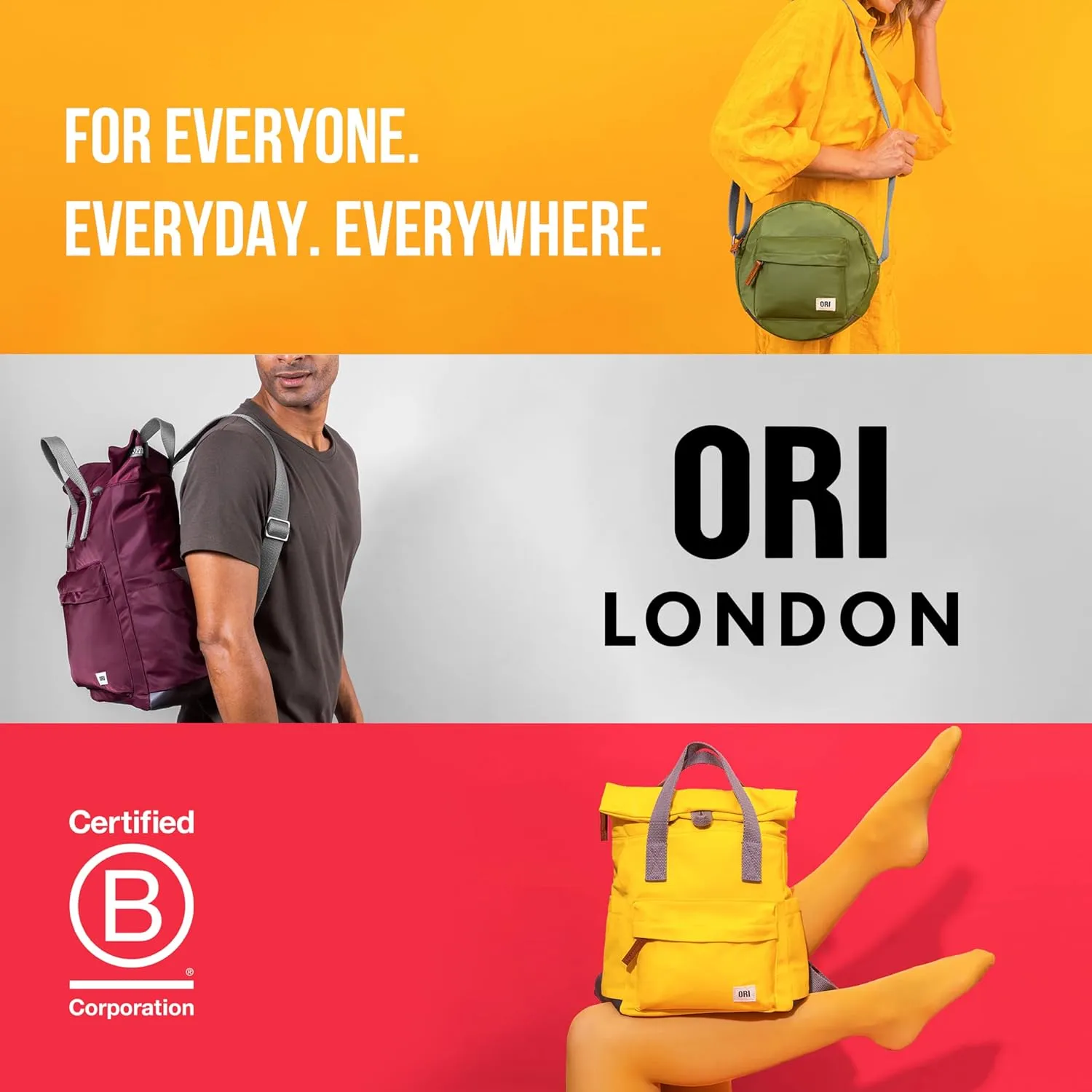 ORI LONDON Medium Nylon Crossbody Bags for Women & Men - Small Crossbody Bag w/Chunky Zippers - The Kennington
