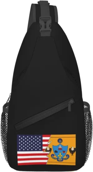 Orleans County Flag And America Crossbody Bags For Women Men Chest Backpack Gym Shoulder Bag Travel Outdoor Sports Casual Crossbody Bags