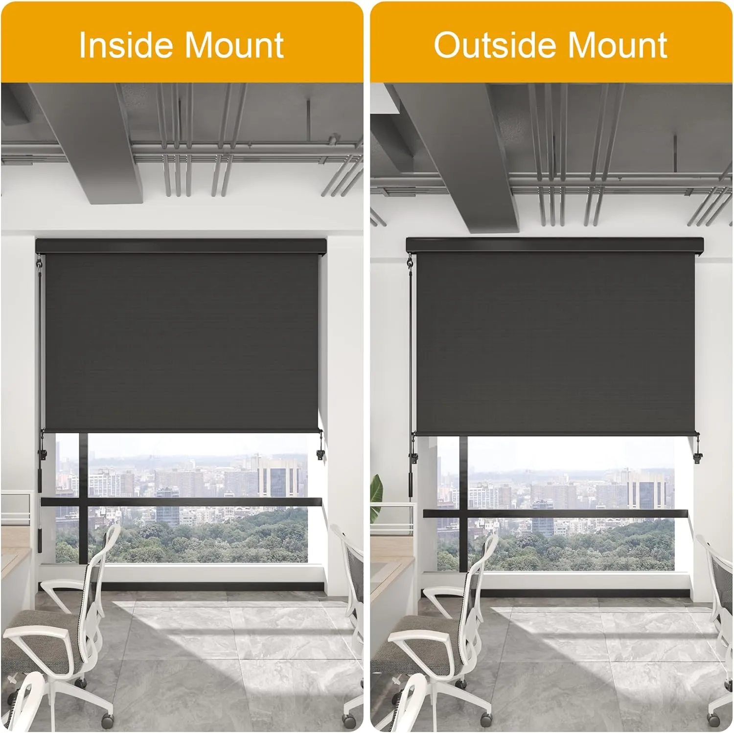 Outdoor Roller Shade for Patio with Aluminum Valance, (10'W X 8'H) 420GSM New Material Patio Blinds with 95% UV Blockout, Outdoor Blinds with Crank Handle for Shading, Privacy Protection, Black