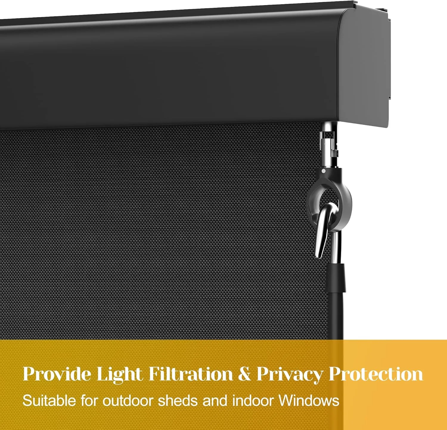 Outdoor Roller Shade for Patio with Aluminum Valance, (10'W X 8'H) 420GSM New Material Patio Blinds with 95% UV Blockout, Outdoor Blinds with Crank Handle for Shading, Privacy Protection, Black