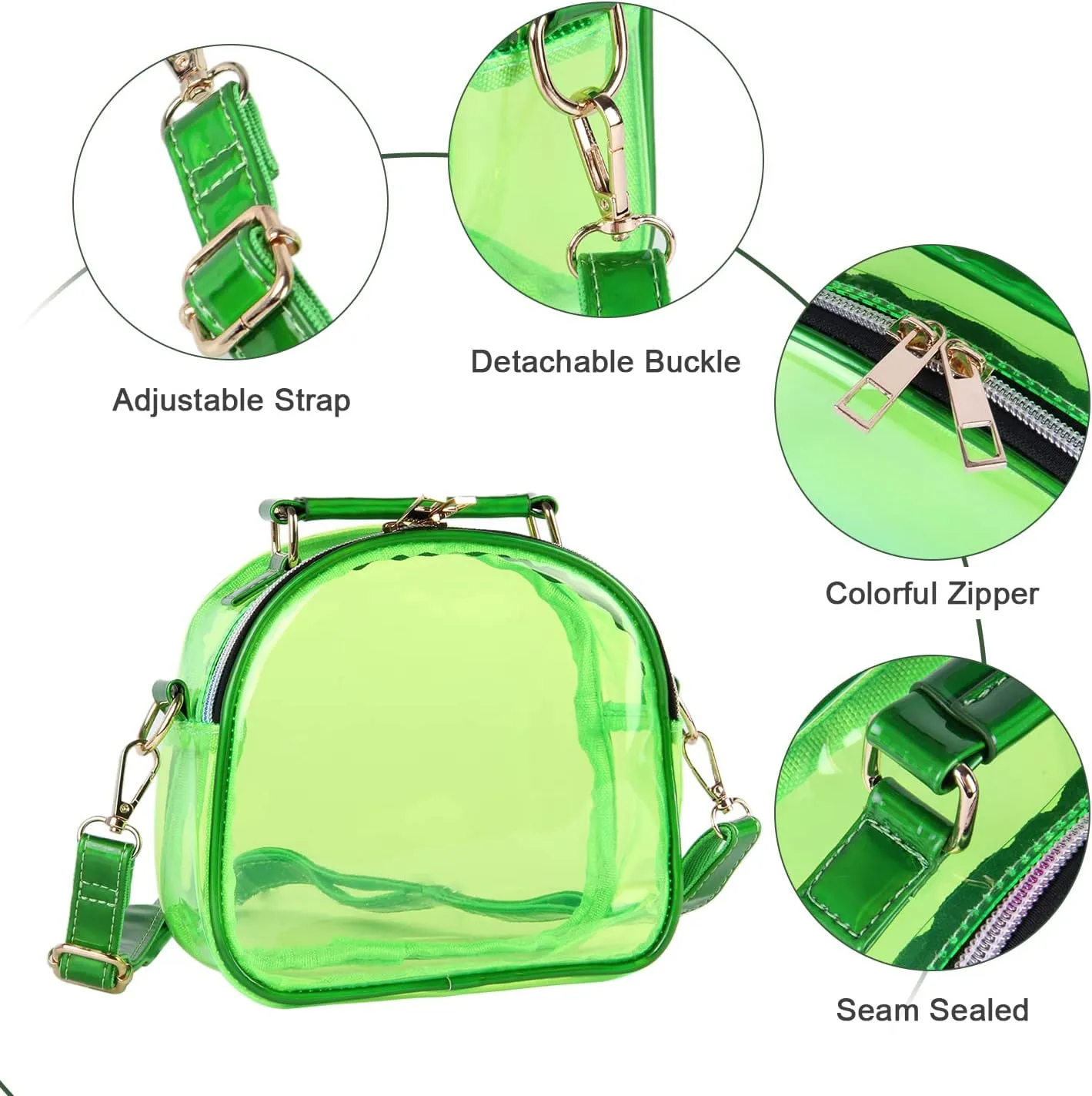 Oweisong See Through Crossbody Purse Neon Clear Handbag for Women Stadium Approved Transparent Jelly Bags Sports Fan Purses