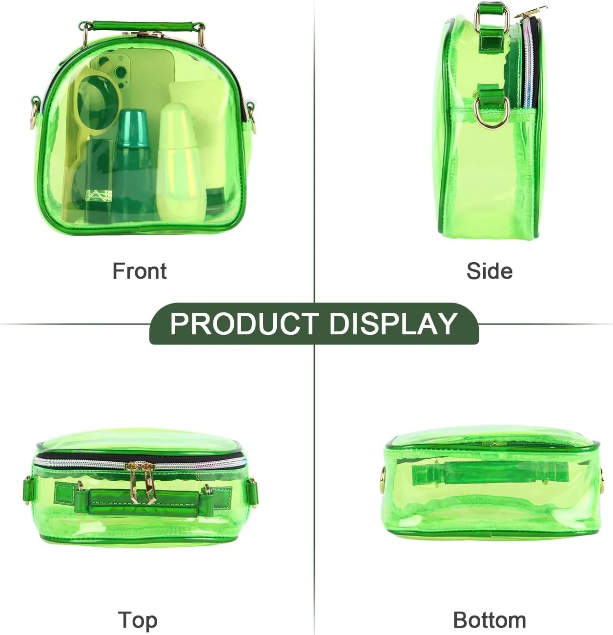 Oweisong See Through Crossbody Purse Neon Clear Handbag for Women Stadium Approved Transparent Jelly Bags Sports Fan Purses