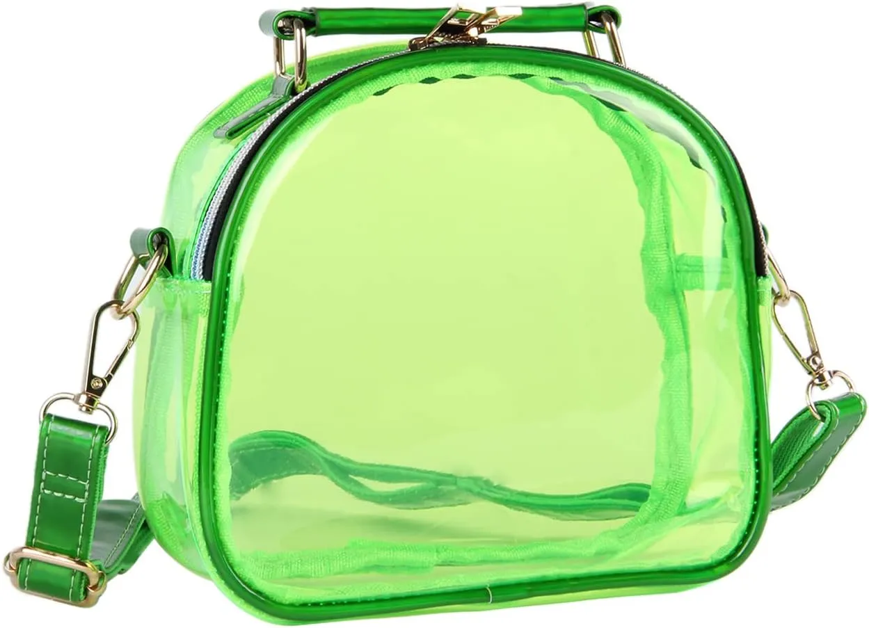 Oweisong See Through Crossbody Purse Neon Clear Handbag for Women Stadium Approved Transparent Jelly Bags Sports Fan Purses