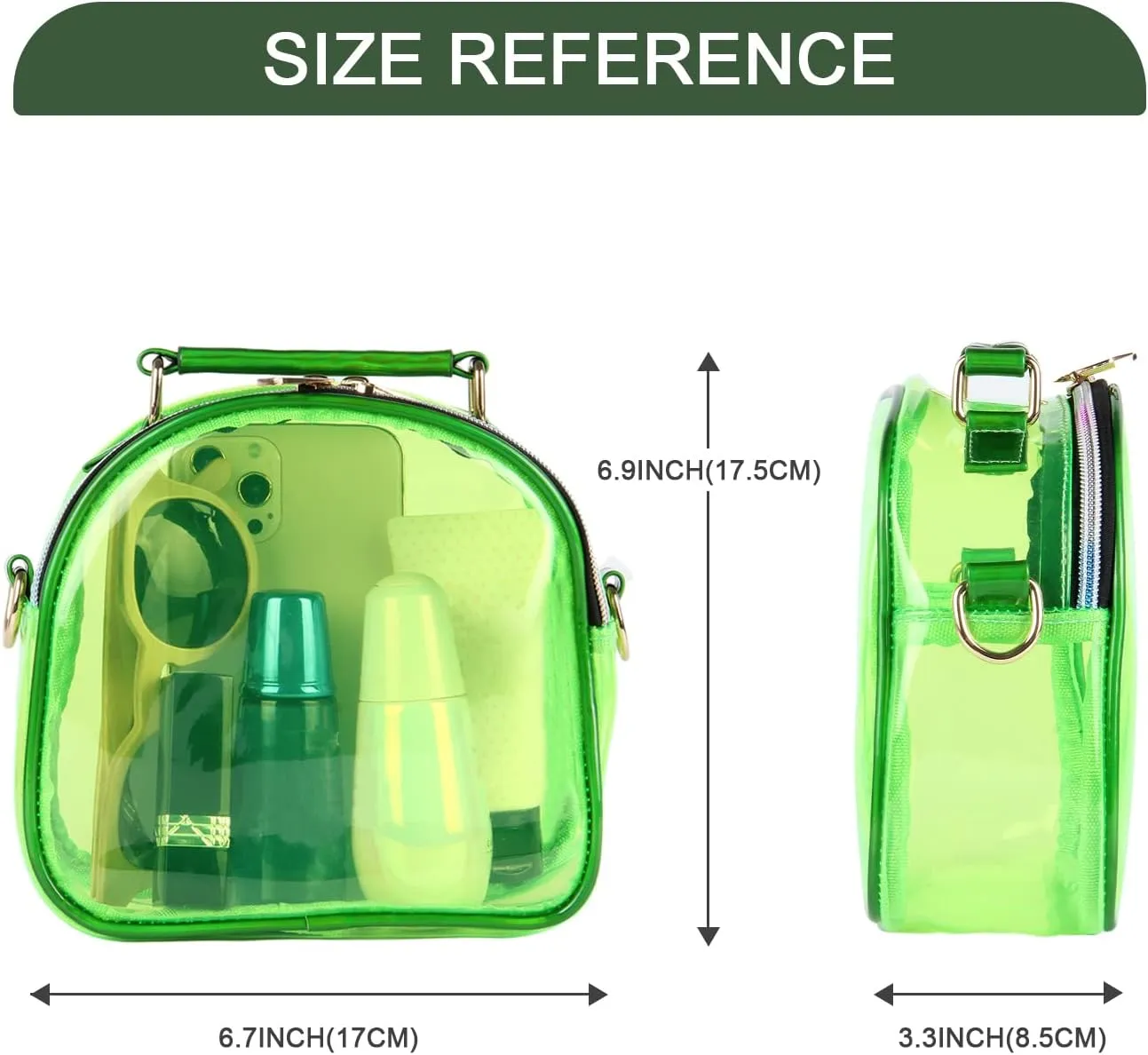 Oweisong See Through Crossbody Purse Neon Clear Handbag for Women Stadium Approved Transparent Jelly Bags Sports Fan Purses