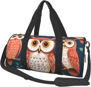 Owl Pattern Printed Travel Bag,Round Personal Item Storage bag,Foldie Duffel Bag for Traveling Vacation,Fitness,Sports