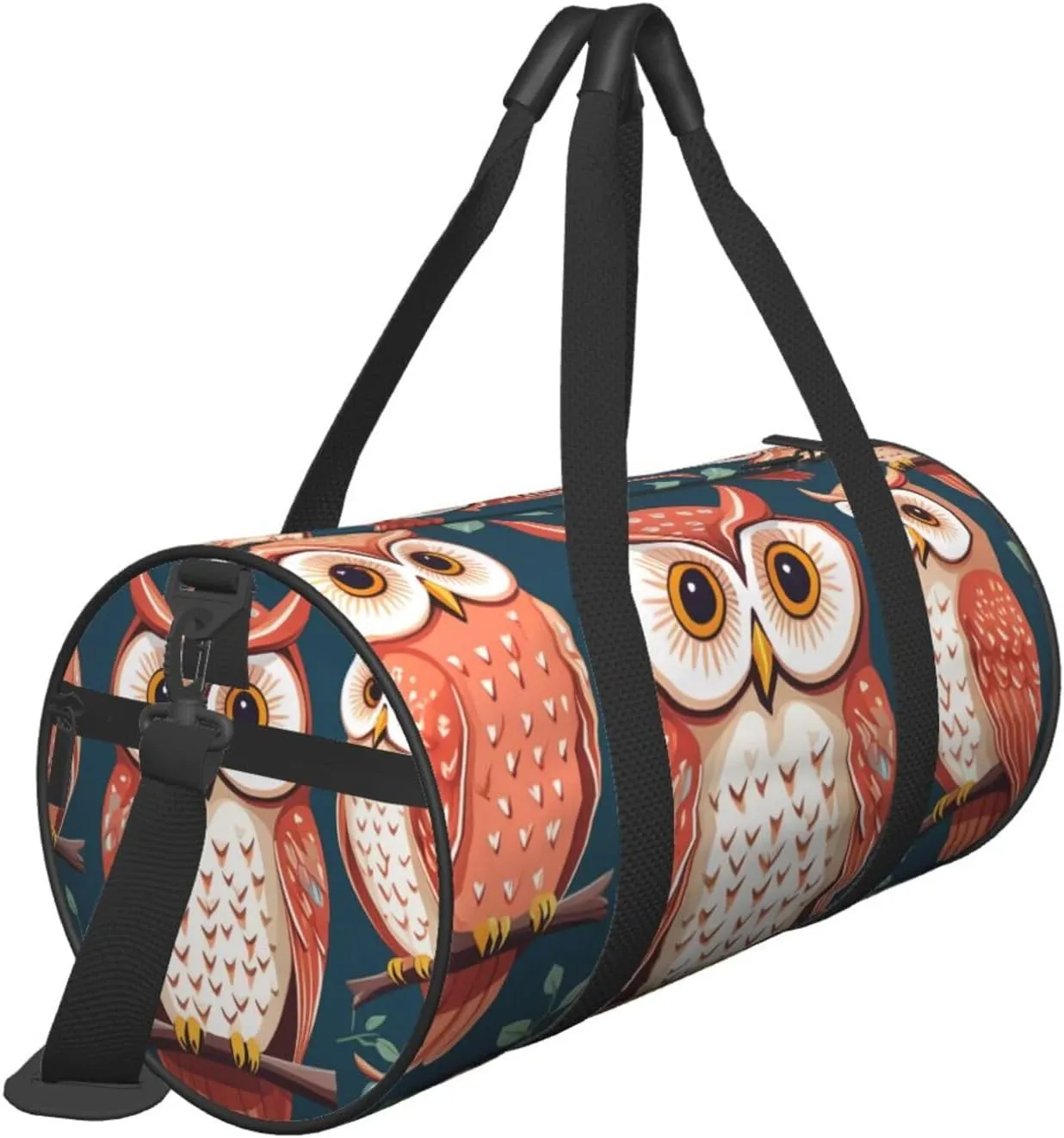 Owl Pattern Printed Travel Bag,Round Personal Item Storage bag,Foldie Duffel Bag for Traveling Vacation,Fitness,Sports