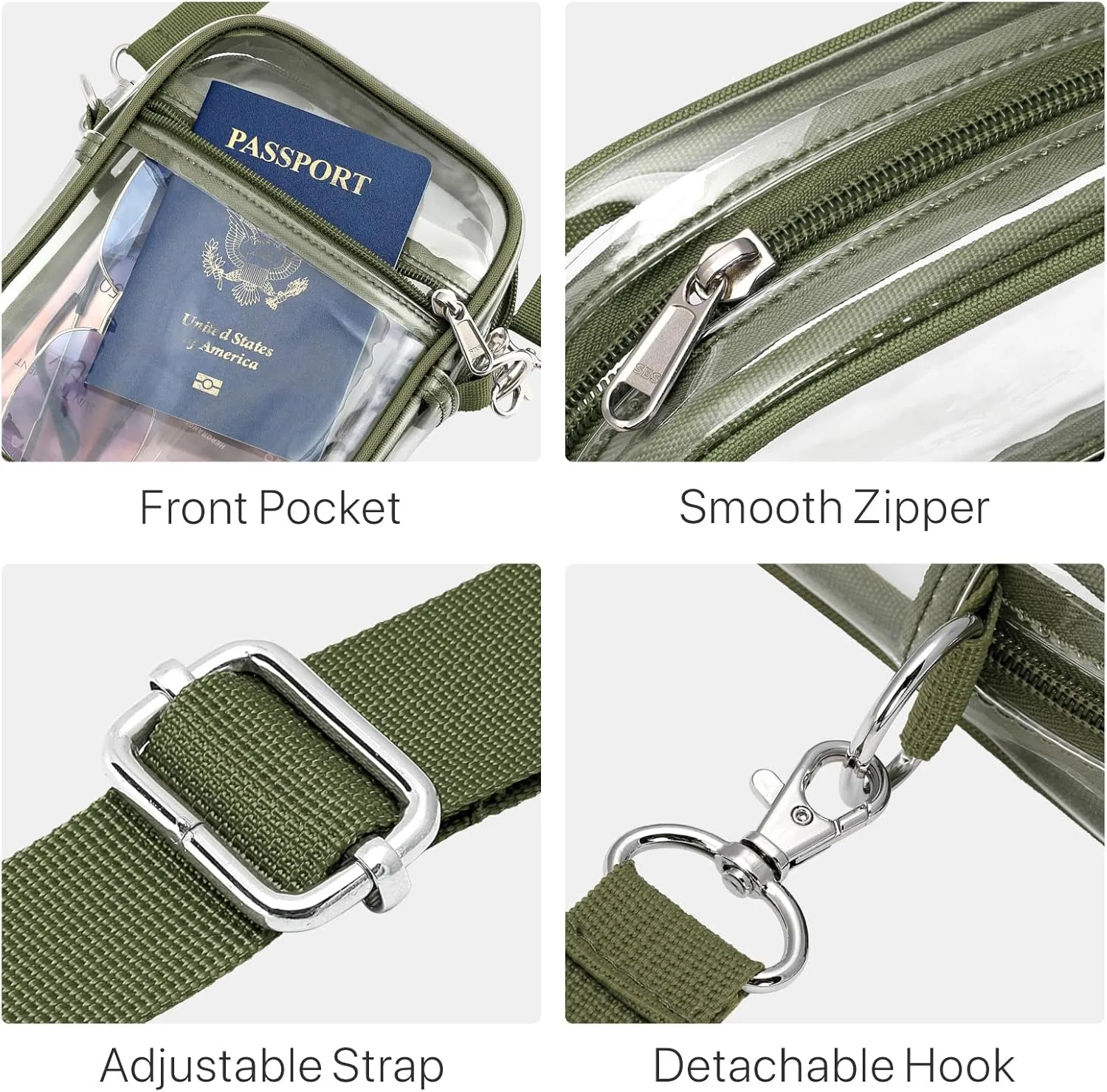 PACKISM Clear Bag for Stadium Events - Clear Purses for Women Stadium Crossbody Messenger Bag for Concerts Sporting Events