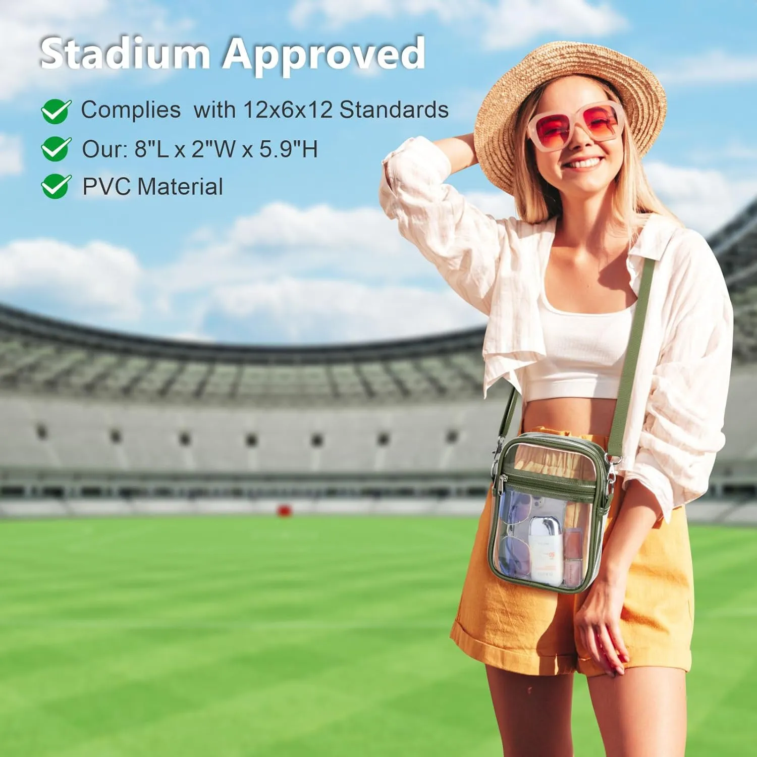 PACKISM Clear Bag for Stadium Events - Clear Purses for Women Stadium Crossbody Messenger Bag for Concerts Sporting Events
