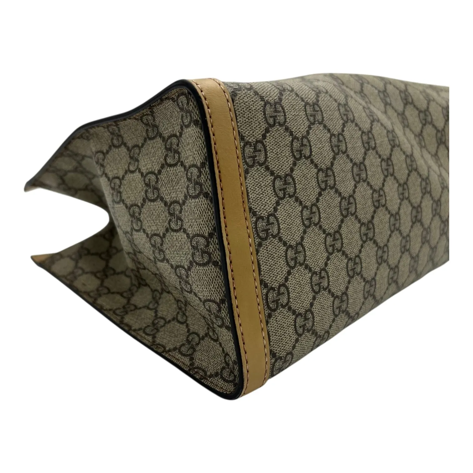 Padlock Tote Bag Beige in Coated Canvas, Gold hardware