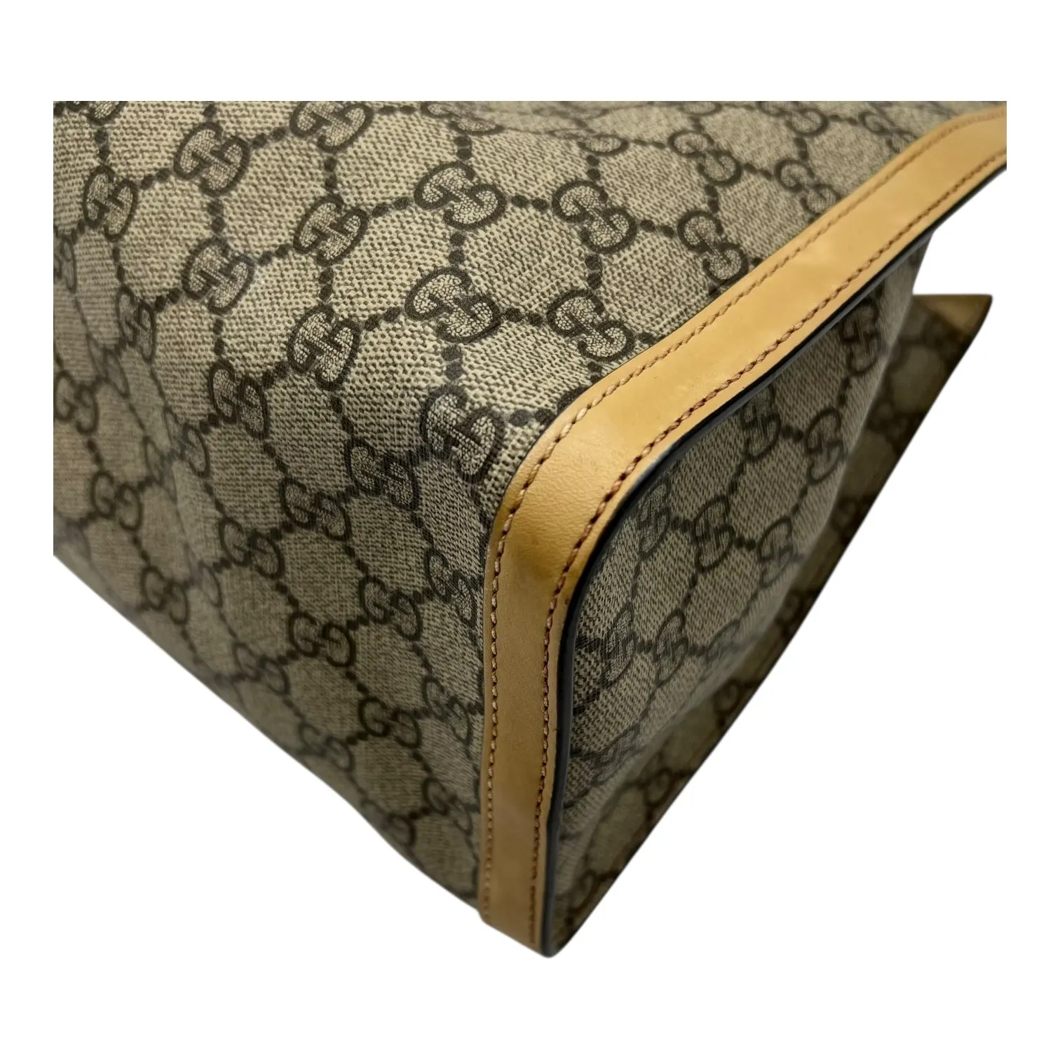 Padlock Tote Bag Beige in Coated Canvas, Gold hardware