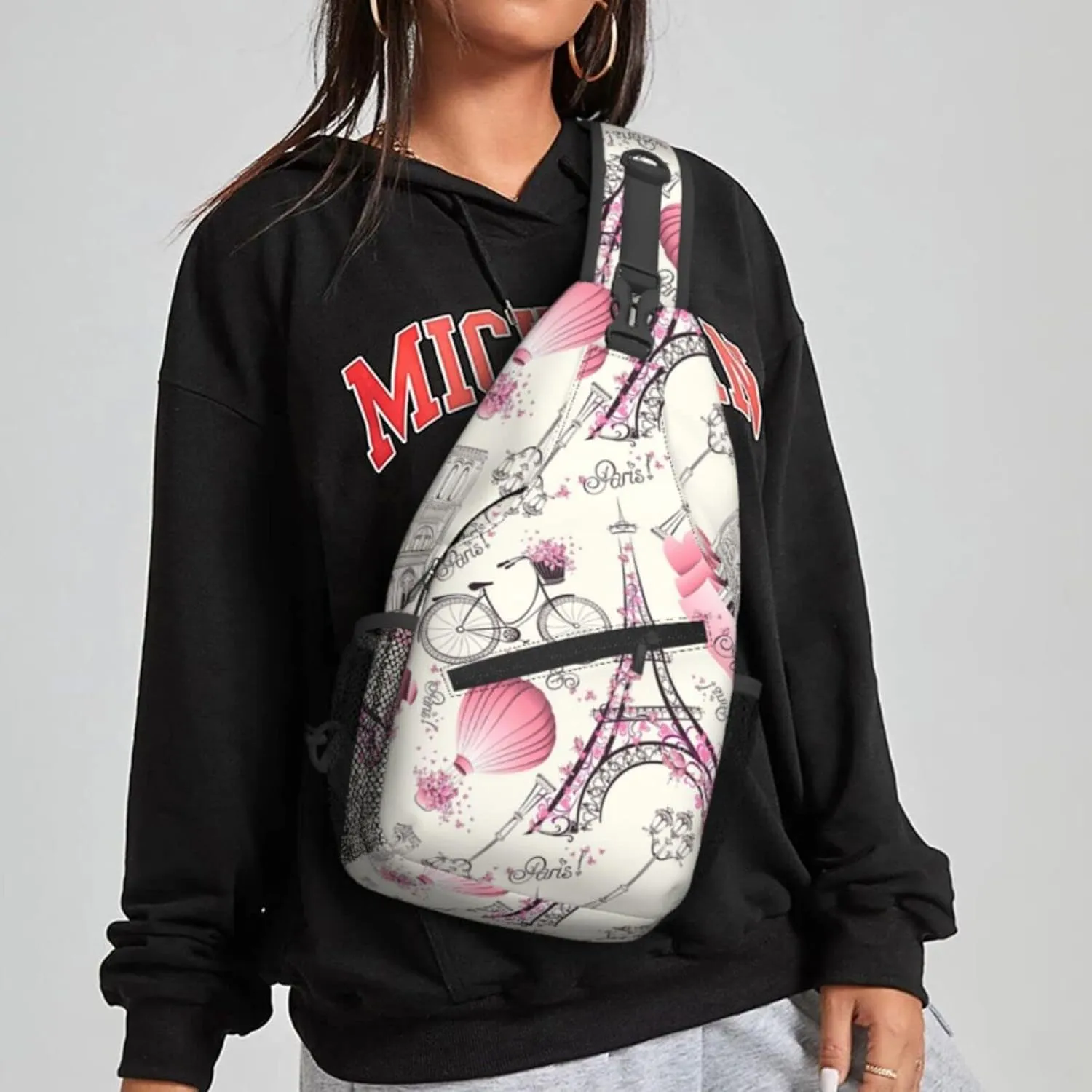 Paris Eiffel Tower Sling Backpack Crossbody Sling Bag for Women Men Shoulder Bag Travel Hiking Daypack