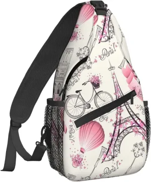 Paris Eiffel Tower Sling Backpack Crossbody Sling Bag for Women Men Shoulder Bag Travel Hiking Daypack
